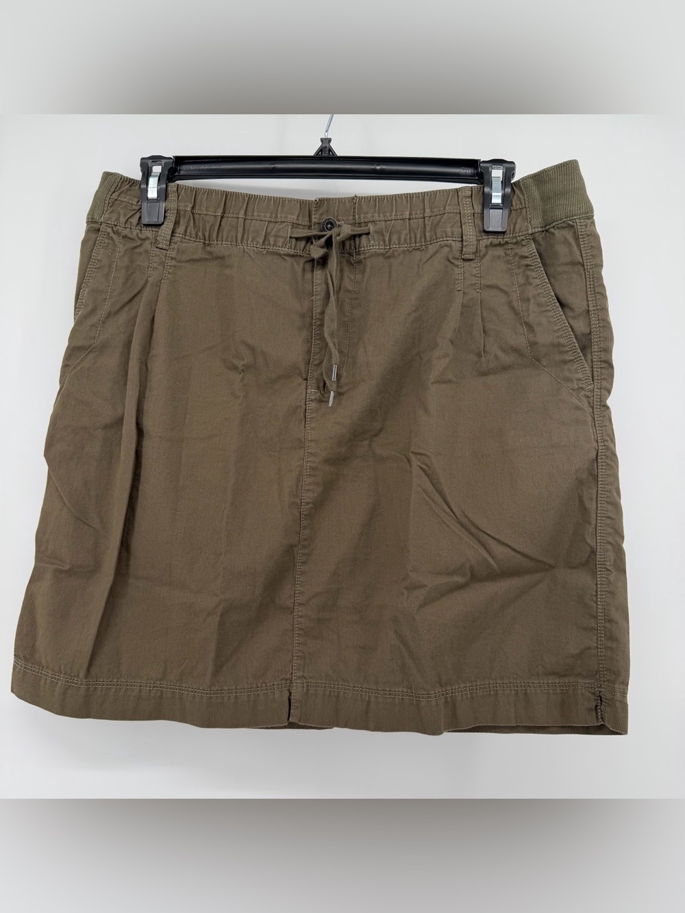 Eddie Bauer Womens Utility Skirt 14 Plus Brown  100% Cotton Drawstring D1261355